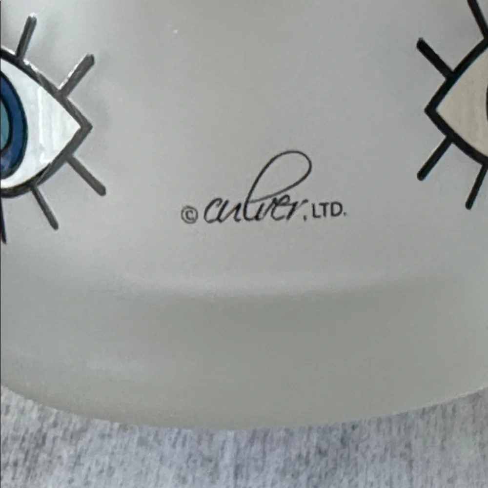 Culver Blue Evil Eye Pattern Frosted 2 Glasses Set